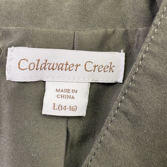 Coldwater Creek One Button Faux Suede Olive Green Blazer Jacket Size L (14-16) - Picture 11 of 11